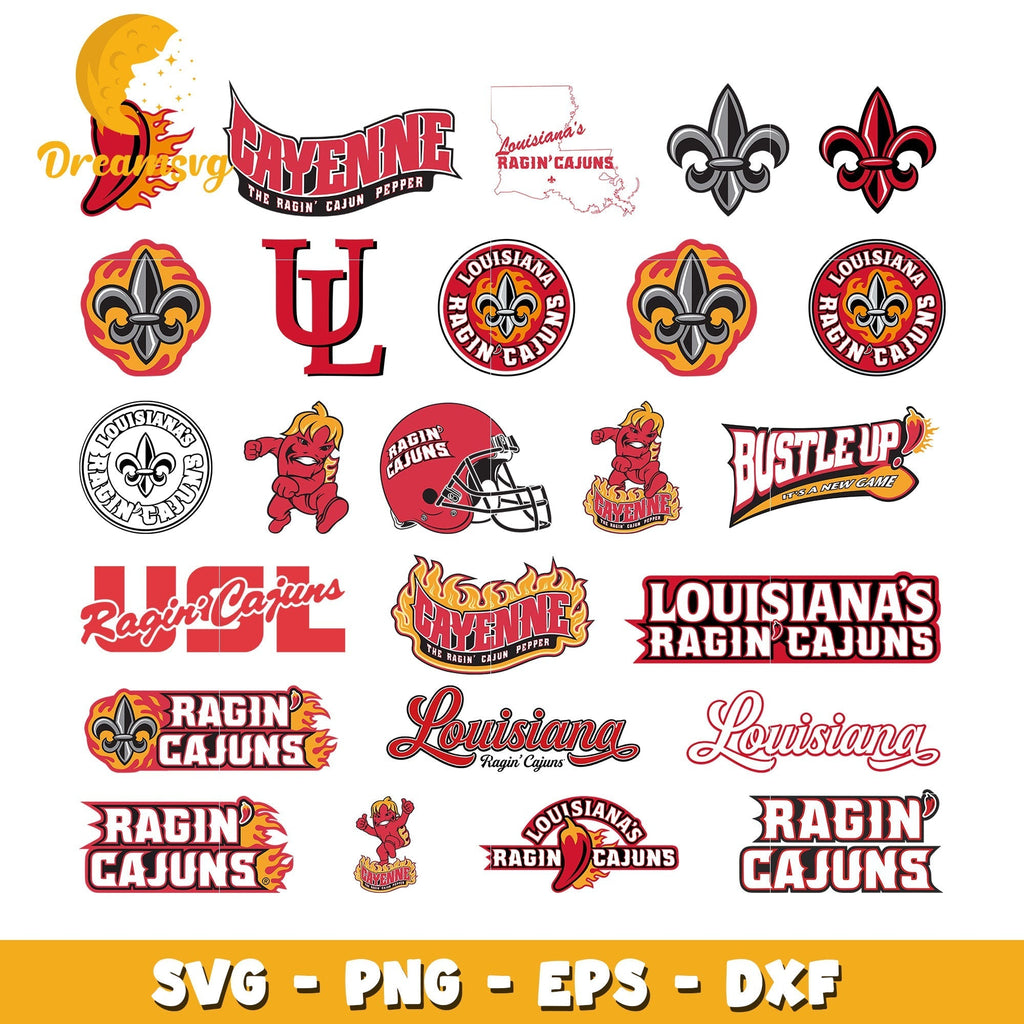 Ragin cajuns logo bundle svg, ragin cajun football svg
