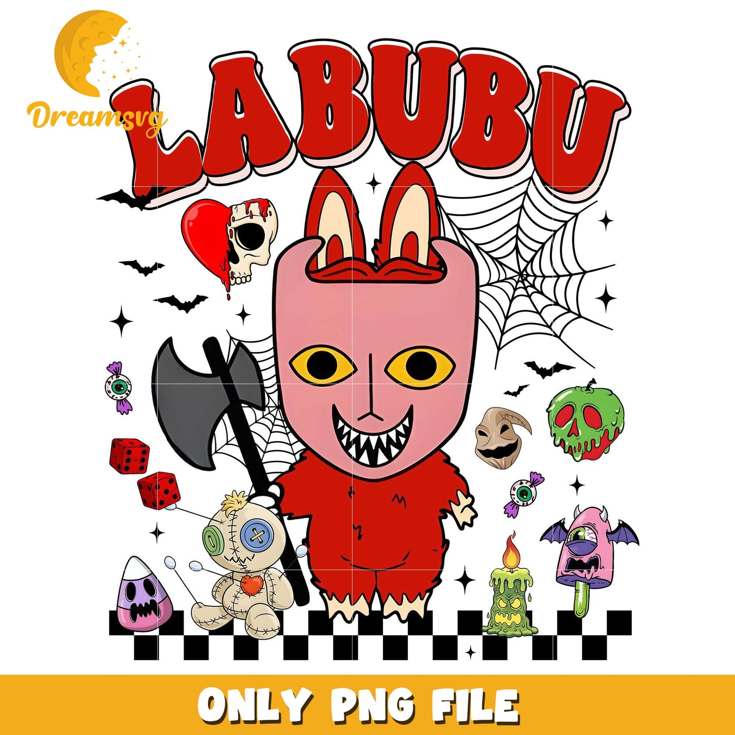 Red demon labubu png, halloween cartoons png, halloween labubu png