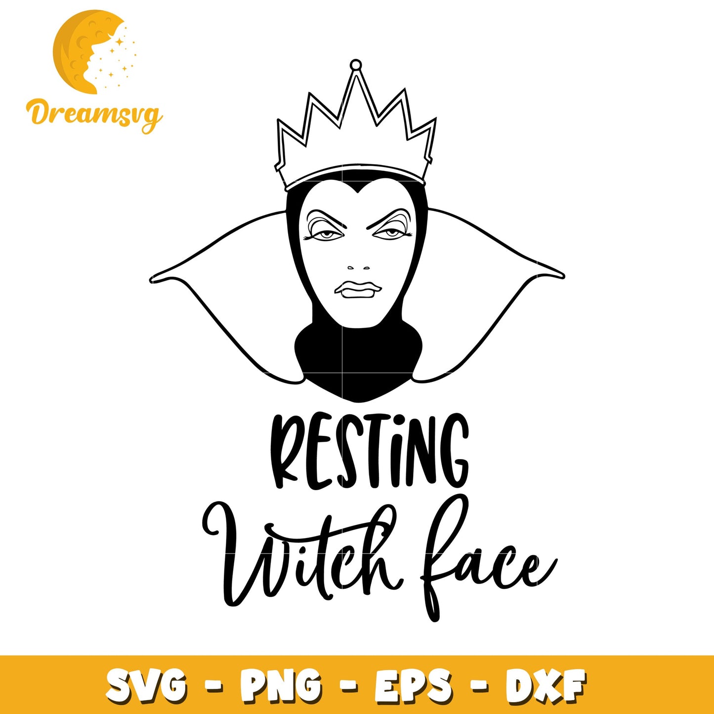 Resting Witch Face SVG PNG EPS DXF
