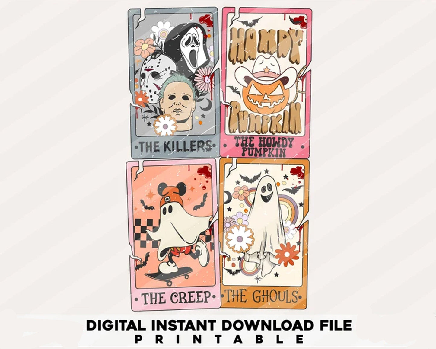 Retro Halloween Tarot Card Png Bundle, Retro Halloween Png, Halloween png