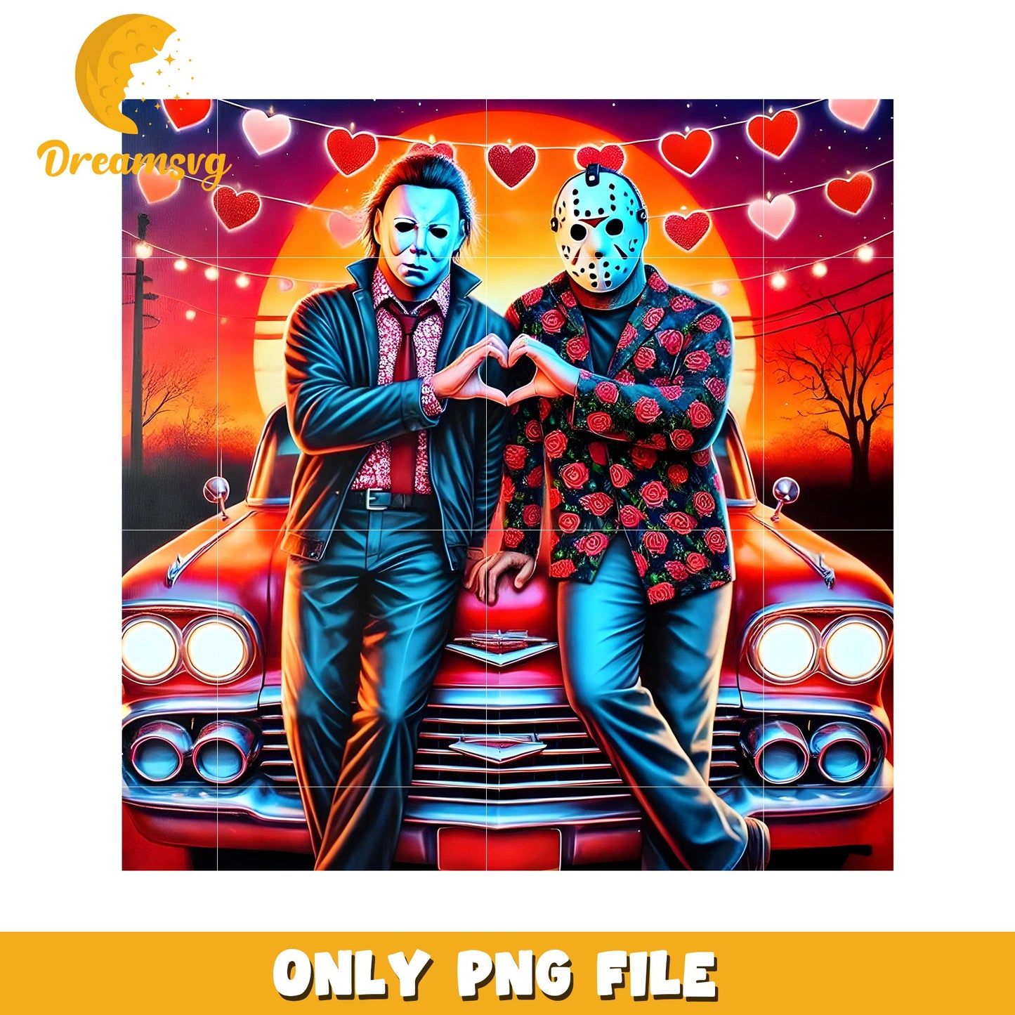 Retro Horror Movie Characters PNG Art for Decor 50x50