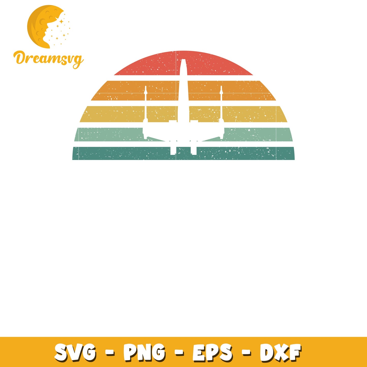 Retro Sunset Airplane SVG Cut File