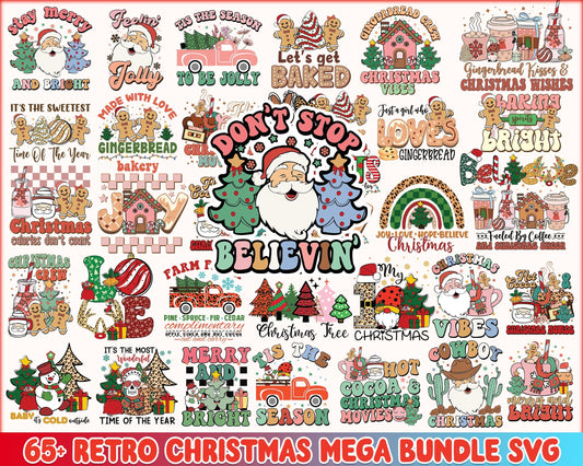 65 Retro Christmas sublimation, Christmas SVG bundle, Christmas digital bundle, Designs bundle, Digital files, CRM02112205