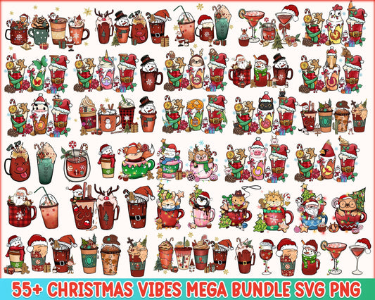 55 Christmas Vibes SVG PNG, Christmas SVG PNG bundle, Christmas digital bundle, Designs bundle, Digital files, CRM02112207