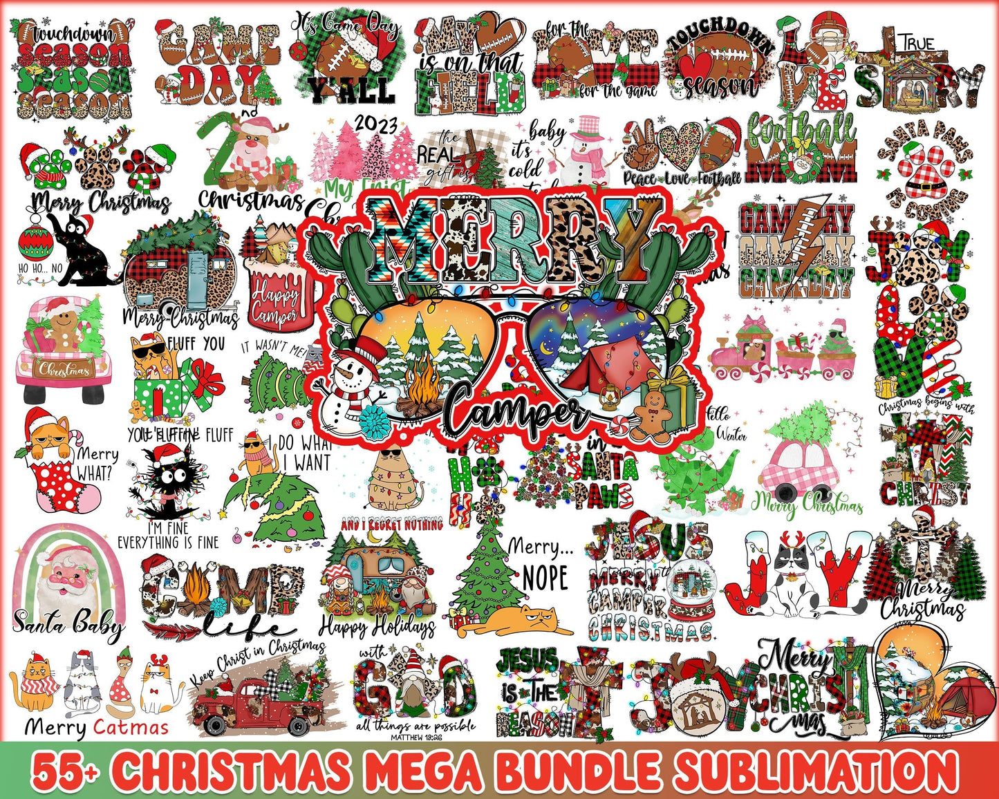 55+ Christmas sublimation bundle, Mega Retro Christmas PNG bundle, Christmas digital bundle, Designs bundle, Digital files, CRM02112209