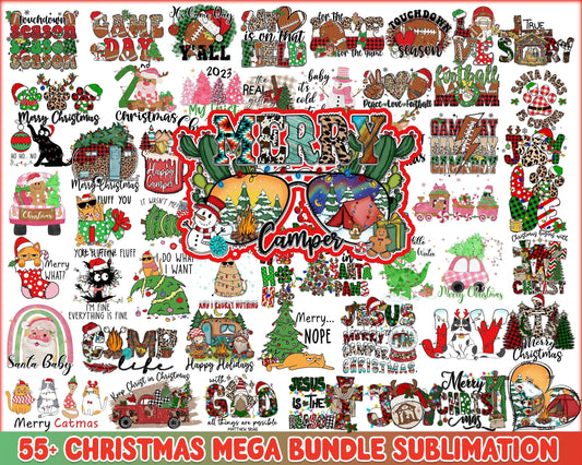 55+ Christmas sublimation bundle, Mega Retro Christmas PNG bundle, Christmas digital bundle, Designs bundle, Digital files, CRM02112209