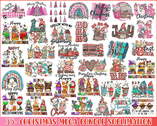 35+ Christmas sublimation bundle, Retro Christmas PNG bundle, Christmas digital bundle, Designs bundle, Digital files, CRM02112210