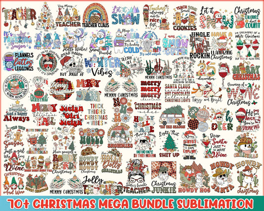 70+ Christmas sublimation bundle, Retro Christmas PNG bundle, Christmas digital bundle, Designs bundle, Digital files, CRM02112211