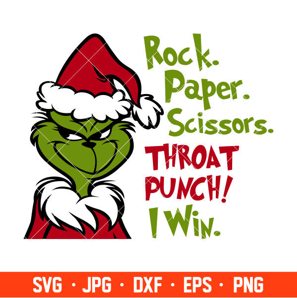 Rock Paper Scissors Throat Punch I Win Svg, Christmas Svg, Merry Christmas Svg, Santa Claus Svg, Cricut, Silhouette Vector Cut File