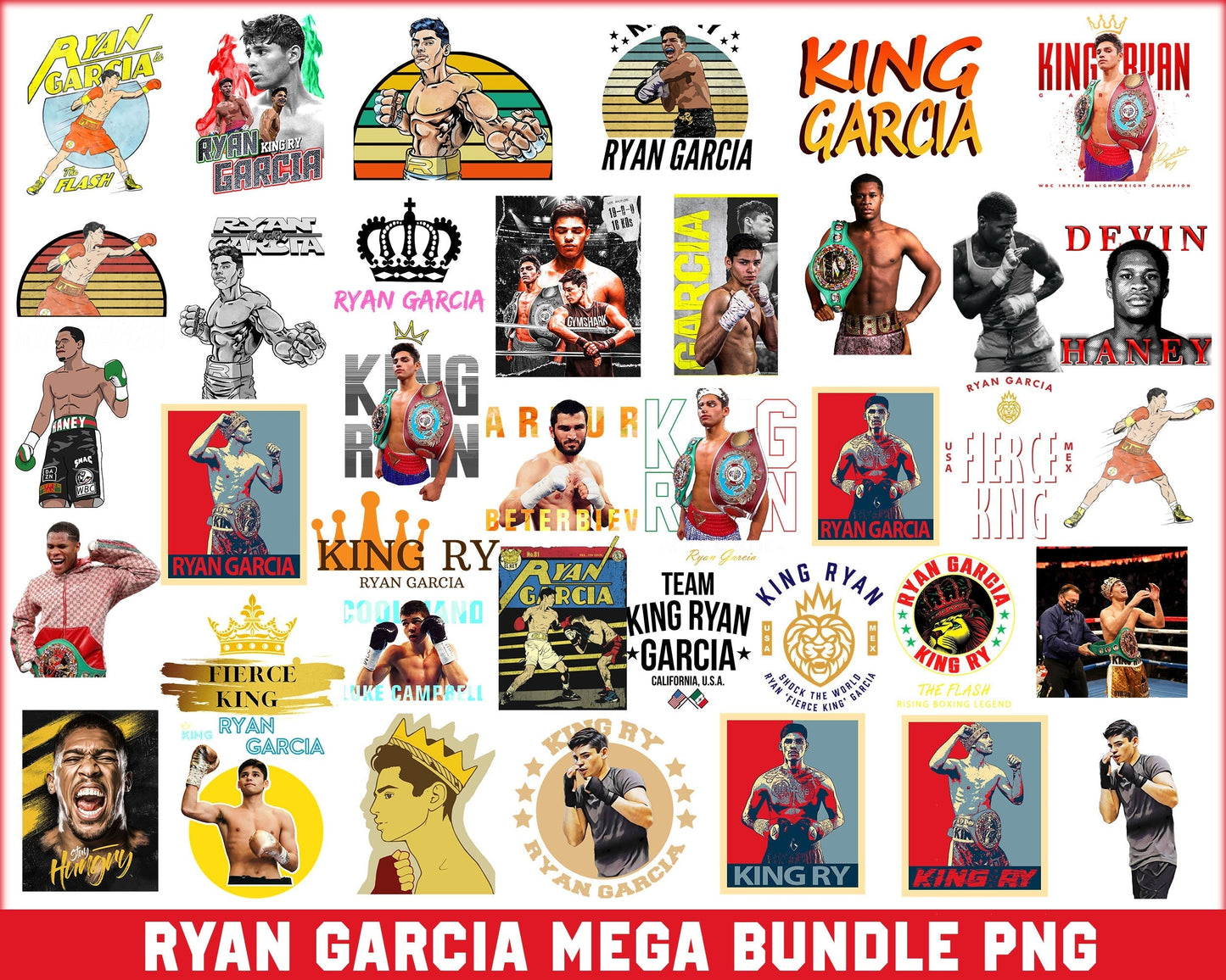 Ryan Garcia bundle png, Gervonta Davis American Professional Boxer Retro 90s Bootleg Design_Png Bundle, Trending Png, Popular Printable