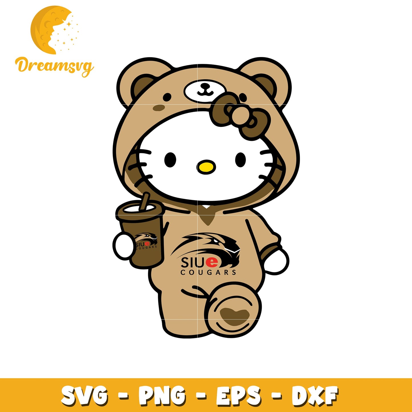 SIUE Cougars Cute Bear Hoodie SVG Design File