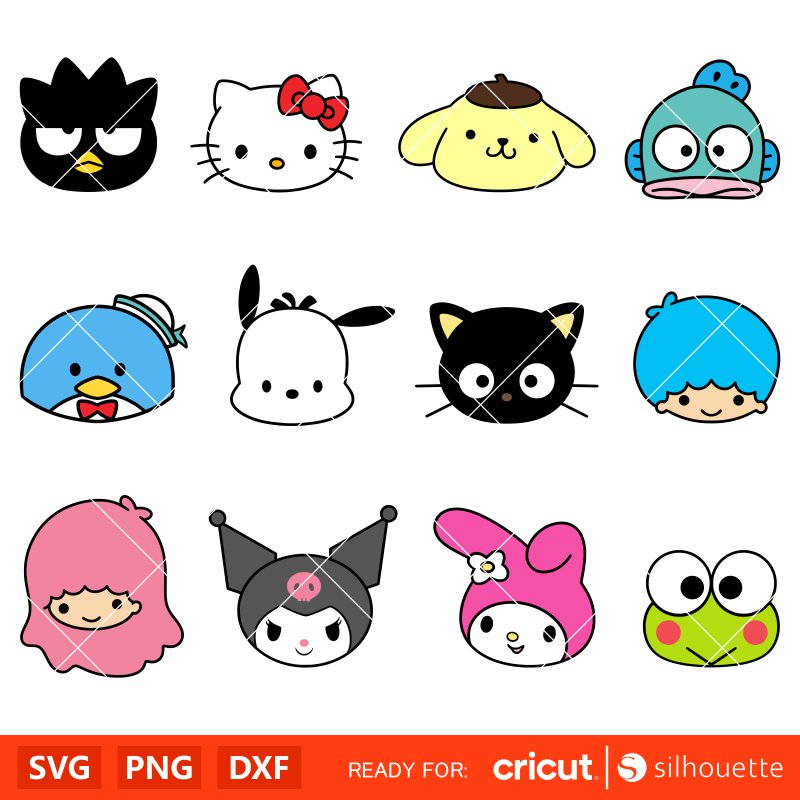 Sanrio Characters Bundle Svg, Sanrio Svg, Hello Kitty Svg, Kawaii Svg, Cricut, Silhouette Vector Cut File