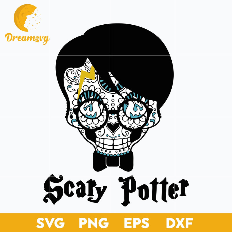 Scary Potter Sugar Skull Wizard Halloween svg, Halloween svg, png, dxf, eps digital file.