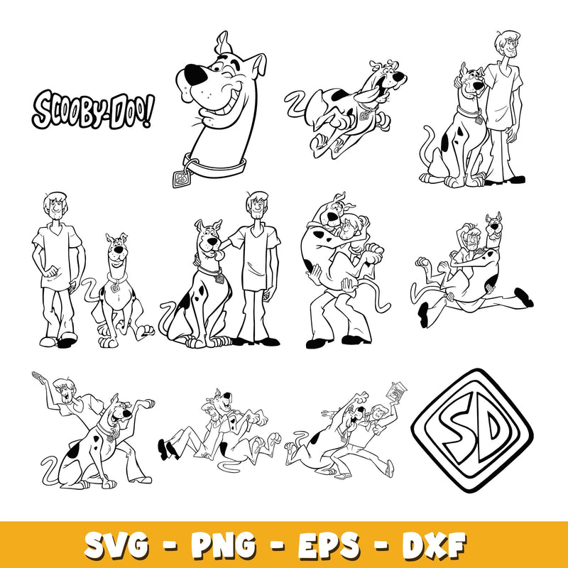 Scooby Doo coloring svg, Scooby Doo bundle svg, cartoon svg