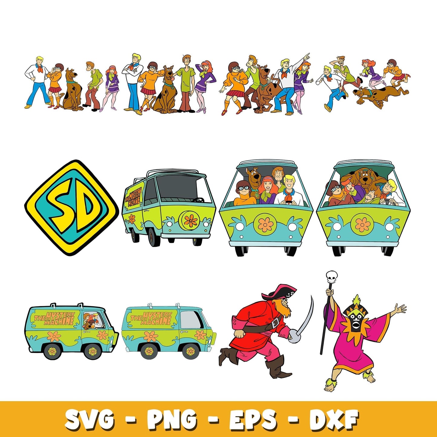 Bus and friends svg, Scooby Doo bundle svg, cartoon svg