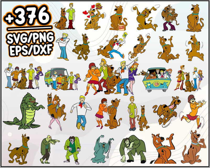 376+ Scooby Doo Svg Bundle, Shaggy SVG, Velma Svg, Shaggy Fred Daphne Velma SVG Files For Cricut, Cartoon svg, png, dxf, eps digital file