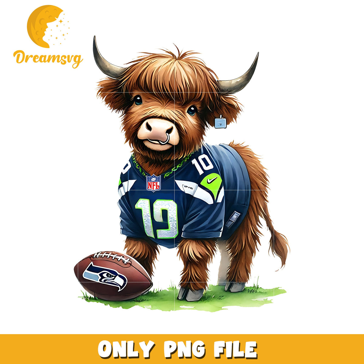 Seahawks cute bull and ball png, american rugby png, nfl logos png
