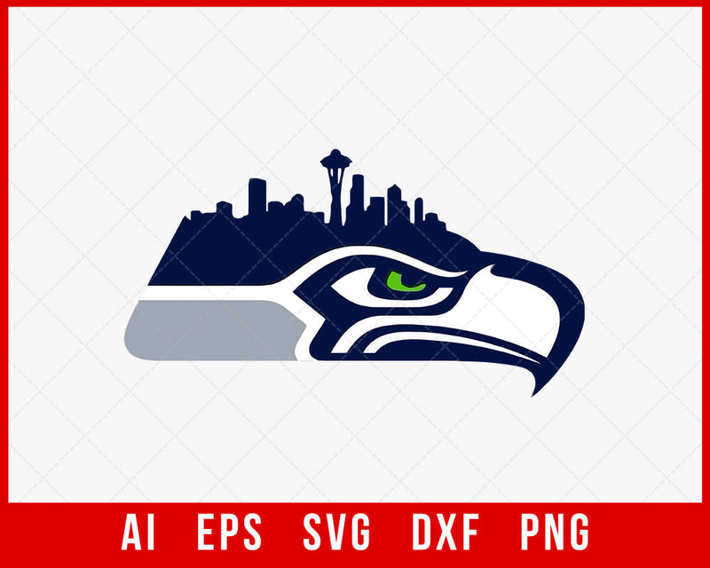 Seahawks Head Outline NFL Football SVG Cut File for Cricut T-shirt Digital Download