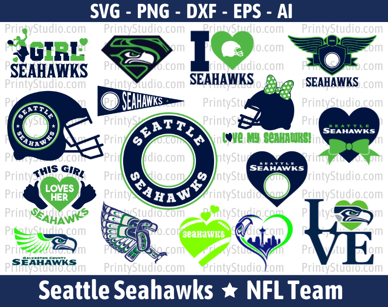 Seattle Seahawks Clipart Bundle, PNG & SVG Cut Files for Cricut / Silhouette