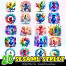 Sesame Street Splash Watercolor Bundle PNG Instant Download