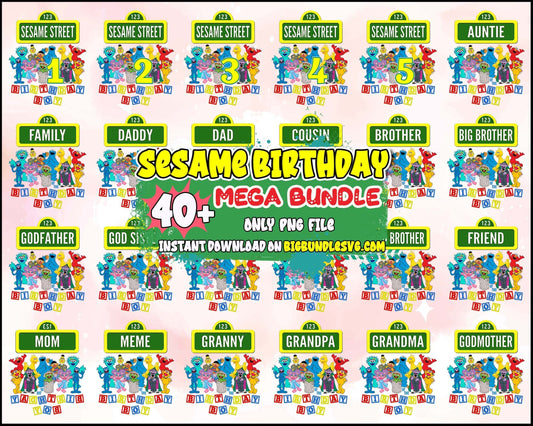 40+ Sesame PNG Bundle, Birthday boy png, Bundle family designs, digital download.