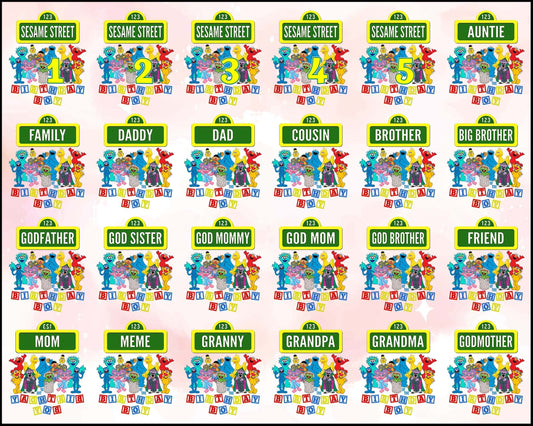 40+ Sesame PNG Bundle, Birthday boy png, Bundle family designs, digital download.
