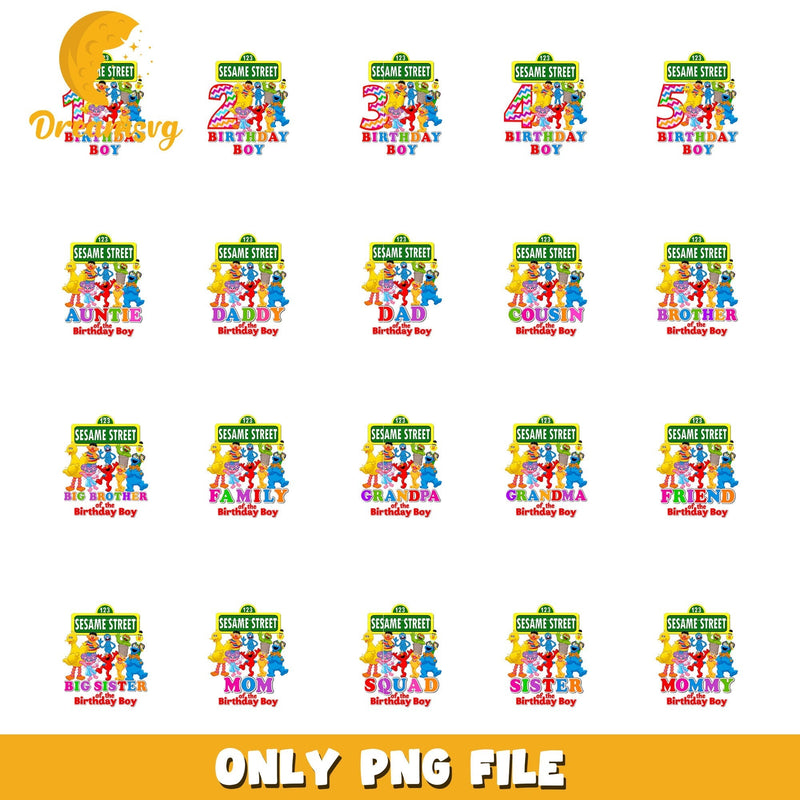 Sesame street birthday boy bundle png, sesame street cast png