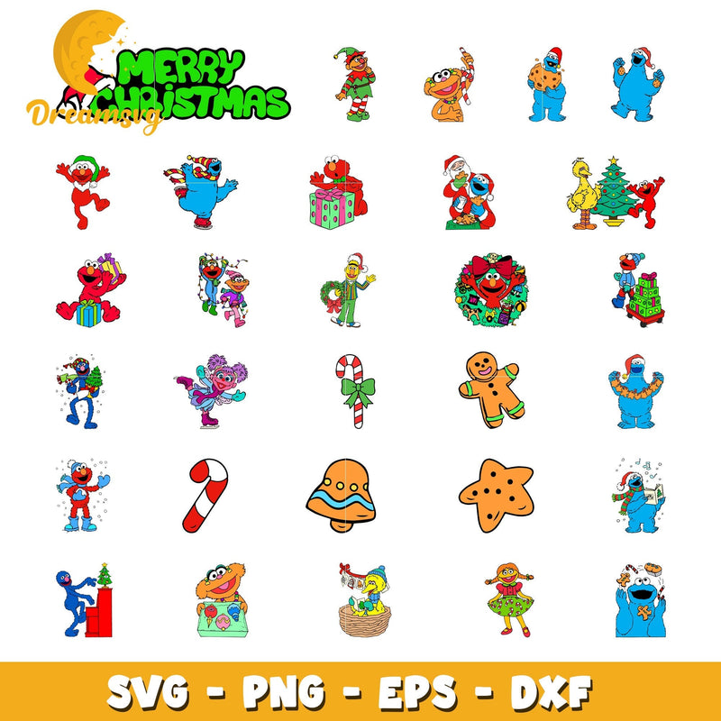 Sesam Street merry christmas bundle svg, the count sesame street svg