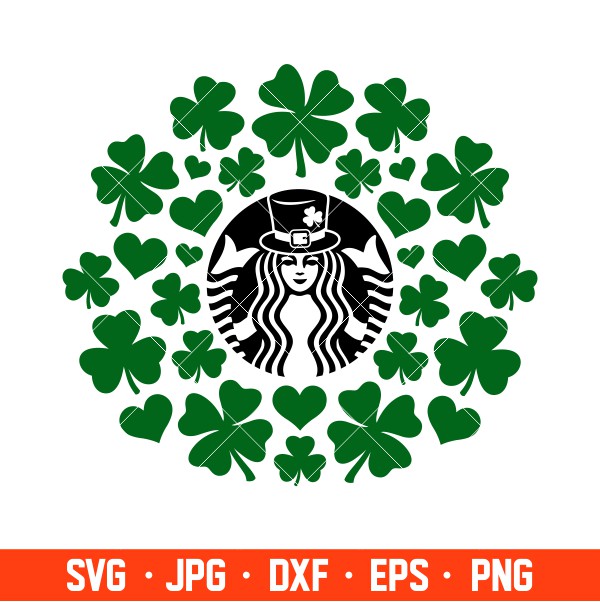 Shamrock Starbucks Wrap Svg, St. Patrick’s Day Svg, Lucky Svg, Irish Svg, Clover Svg, Cricut, Silhouette Vector Cut File