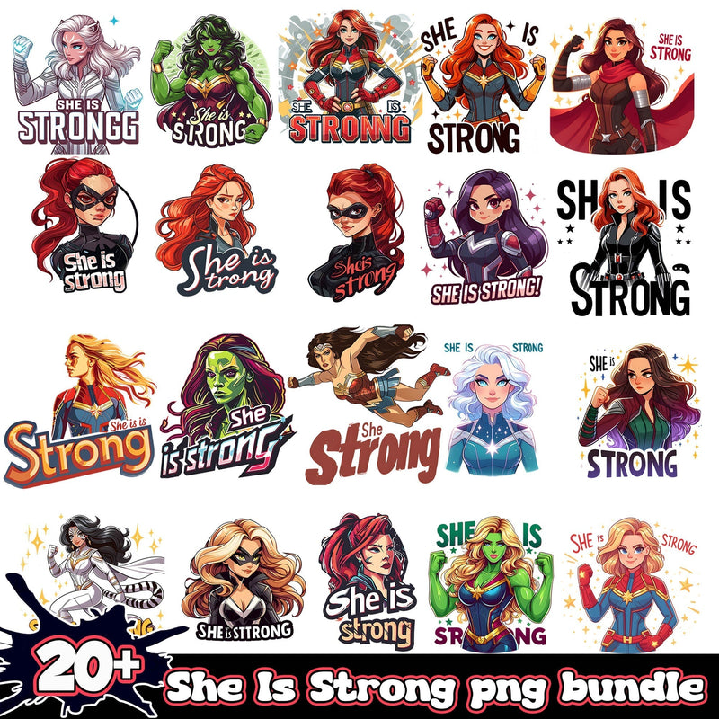 Supper hero She Is Strong png bundle