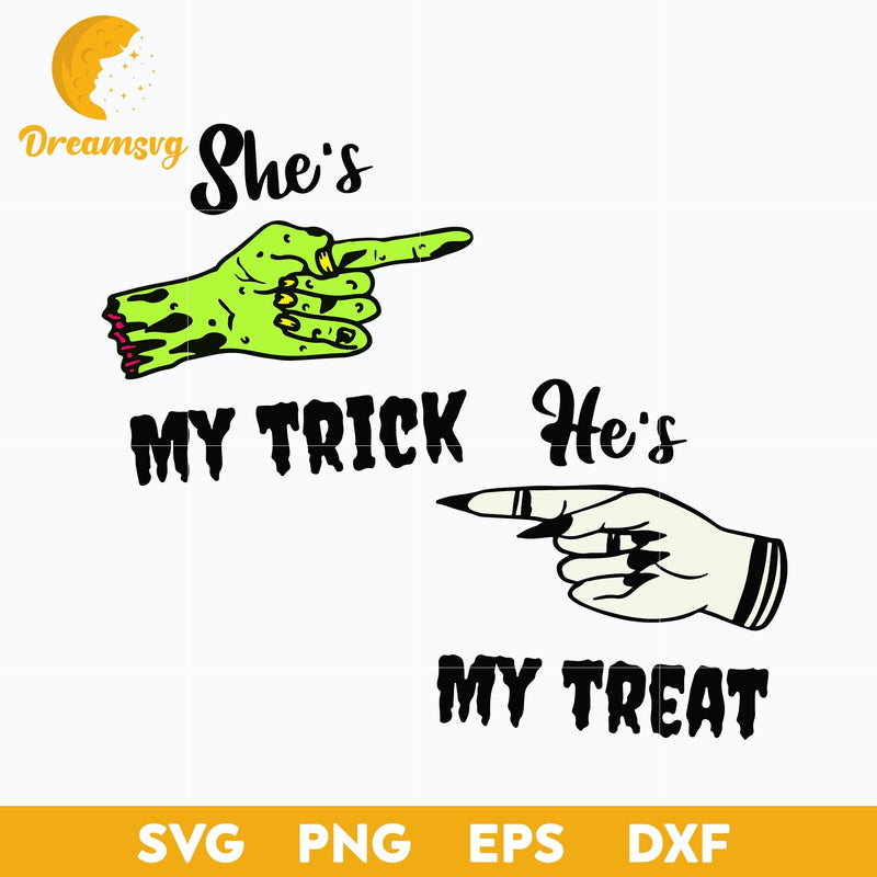 She's My Trick, He's My Treat svg, Halloween svg, png, dxf, eps digital file.