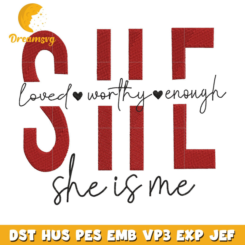 She is me embroidery design