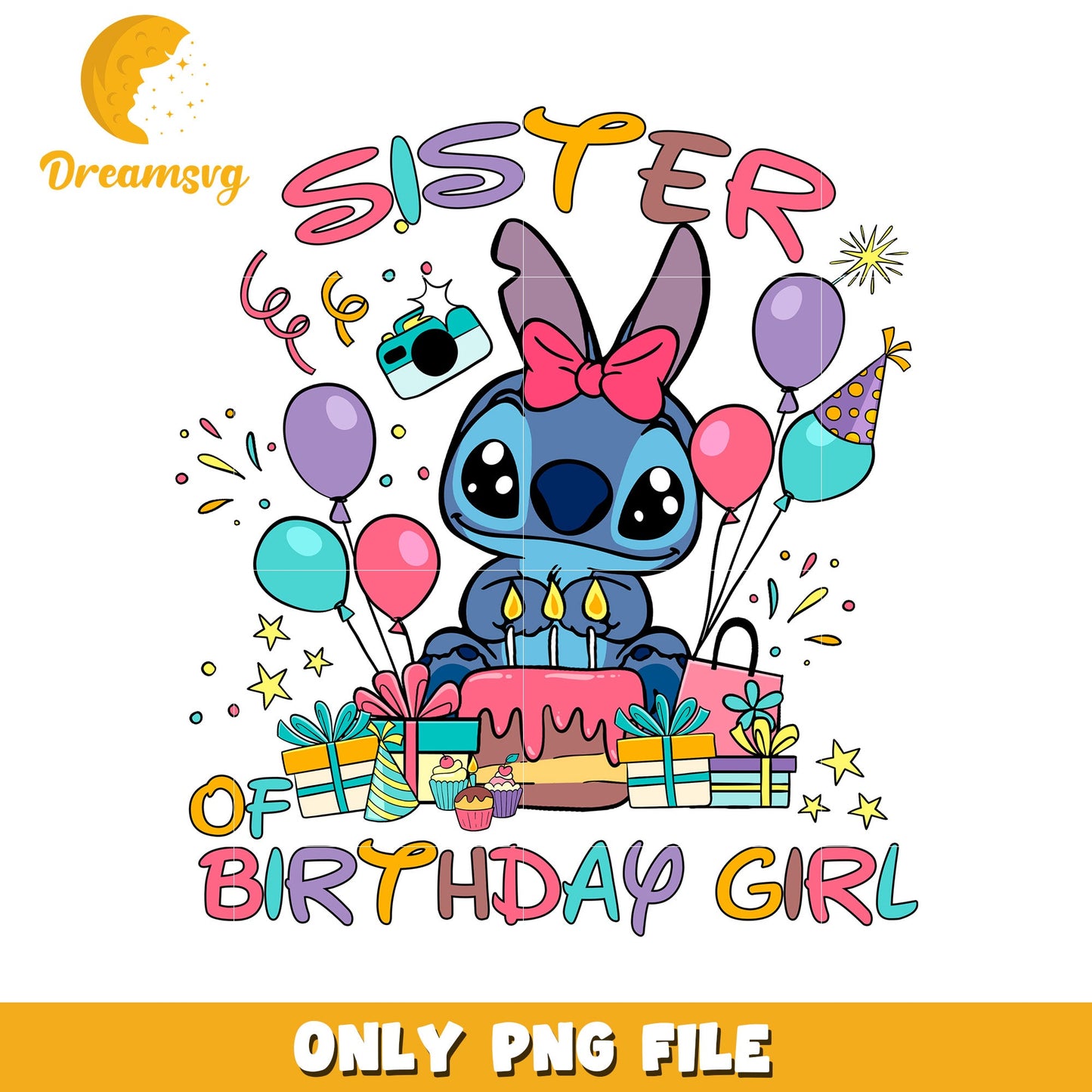 Sister Birthday Girl Cute PNG Graphic for Celebrations