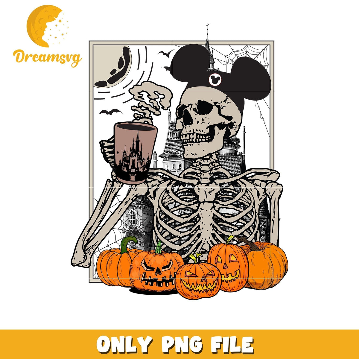 Skeleton Mickey ears halloween png, Disney world halloween vibes png
