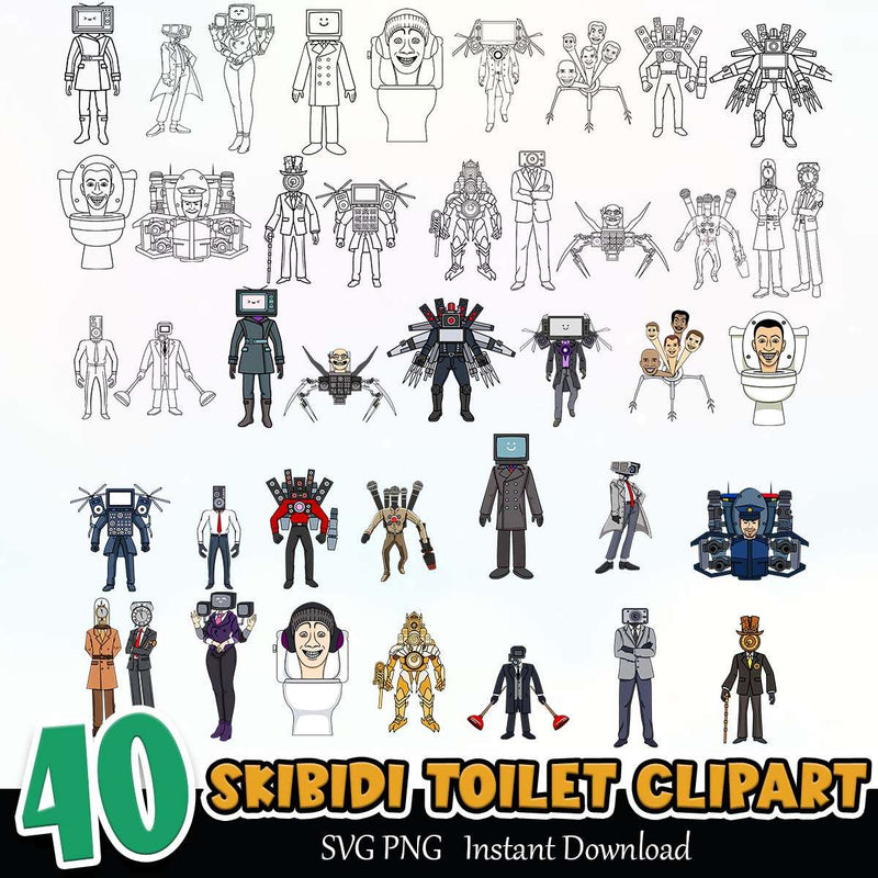 Skibidi Toilet Clipart SVG PNG Bundle Instant Download