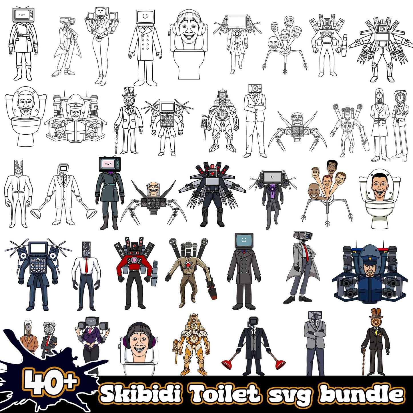 Skibidi Toilet Clipart 40+ SVG