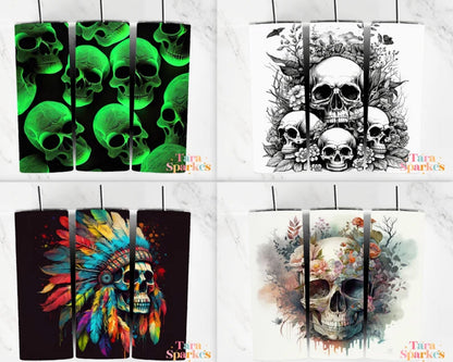 50 + Skull Bundle 20 oz Skinny Tumbler - Tumbler design - Digital download