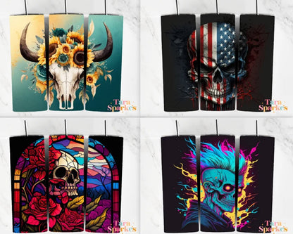 50 + Skull Bundle 20 oz Skinny Tumbler - Tumbler design - Digital download
