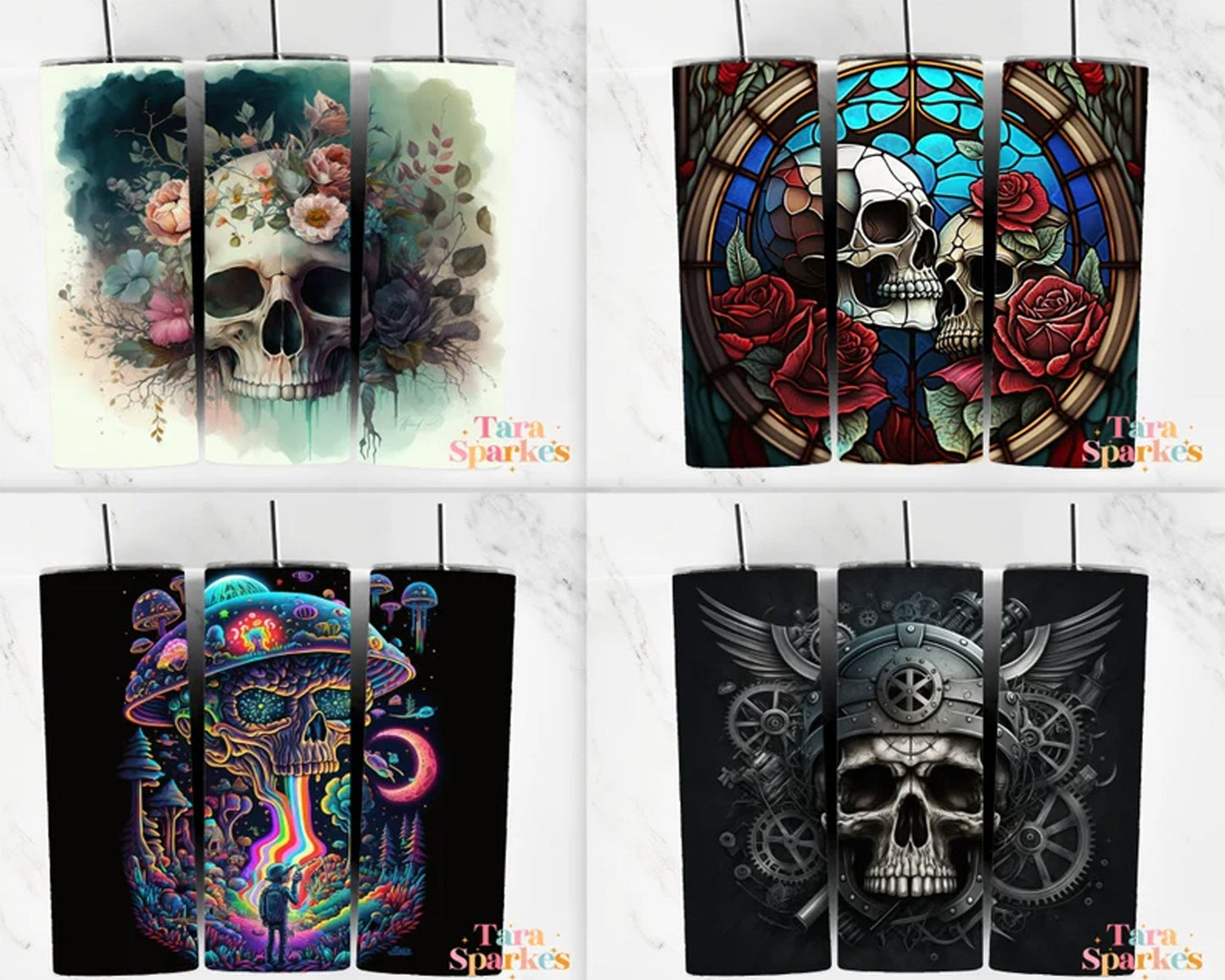 50 + Skull Bundle 20 oz Skinny Tumbler - Tumbler design - Digital download