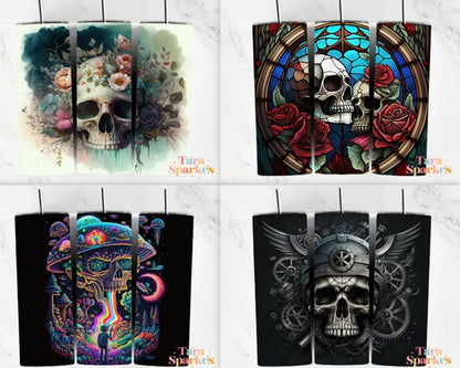50 + Skull Bundle 20 oz Skinny Tumbler - Tumbler design - Digital download
