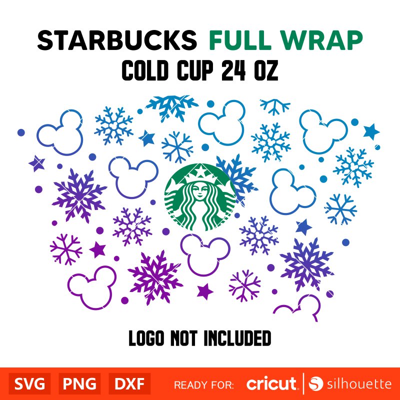 Snowflakes Full Wrap Svg, Starbucks Svg, Coffee Ring Svg, Cold Cup Svg, Cricut, Silhouette Vector Cut File