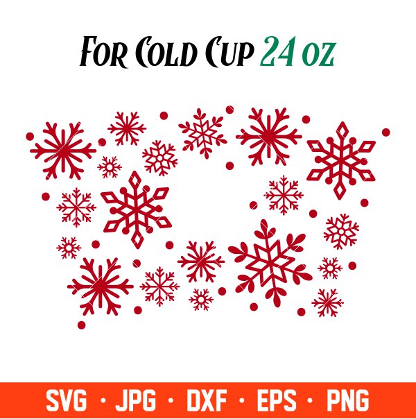 Snowflakes Full Wrap Svg, Starbucks Svg, Coffee Ring Svg, Cold Cup Svg, Cricut, Silhouette Vector Cut File