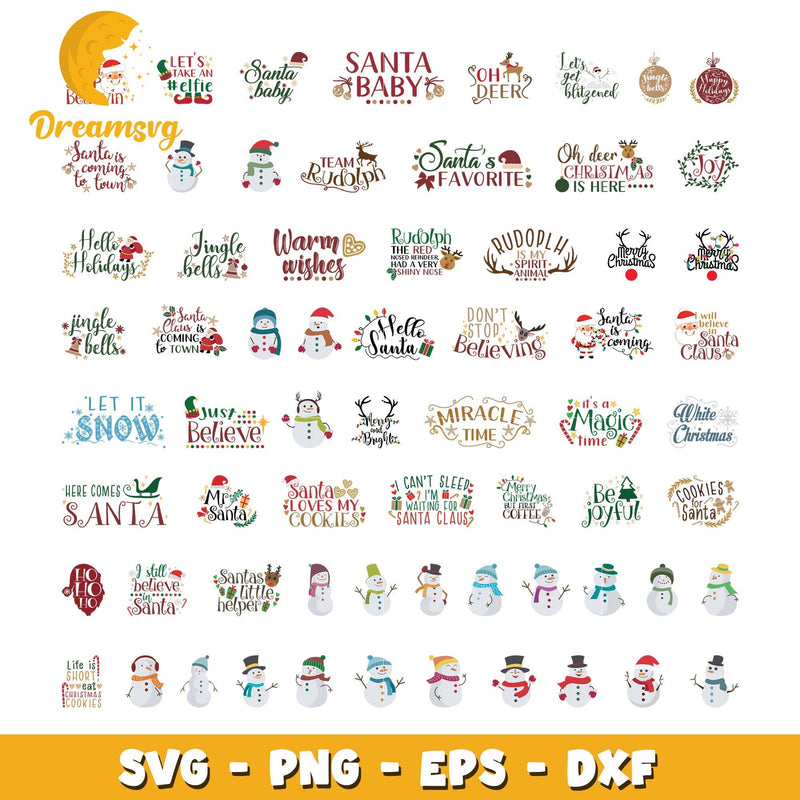 Snowman christmas logo design bundle svg, santa baby svg