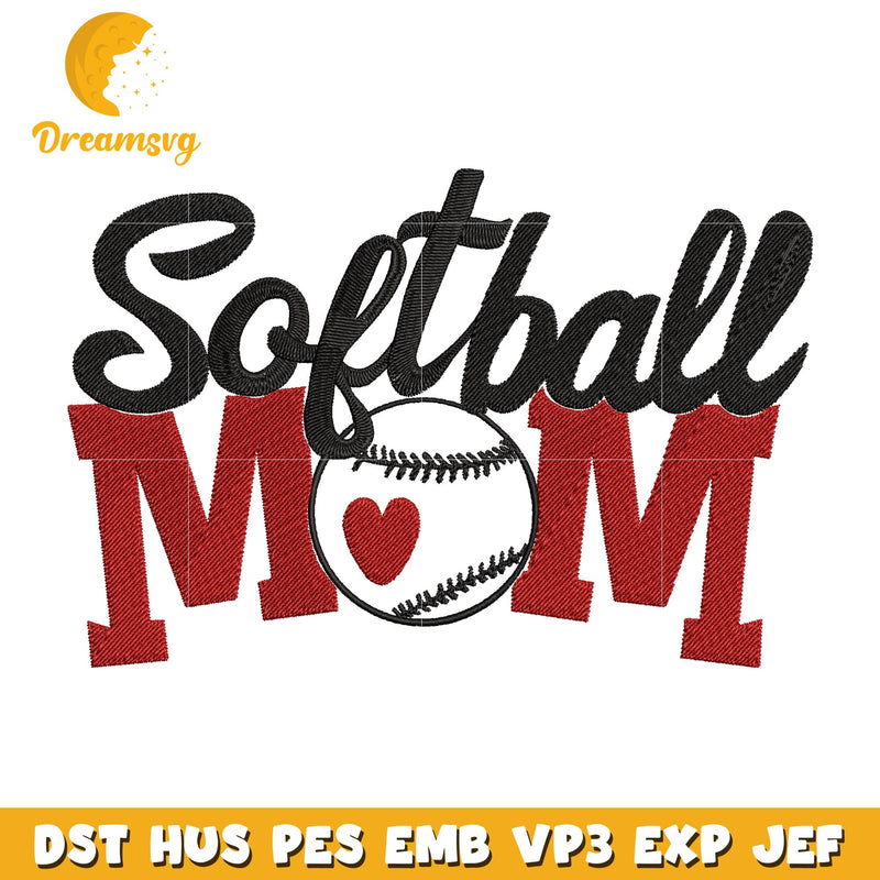 Softball mom logo embroidery design