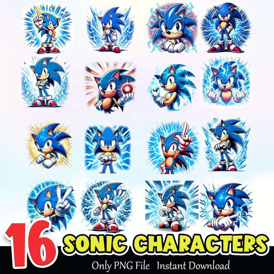 Sonic Characters PNG Bundle Sublimation Instant Download