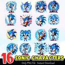 Sonic Characters PNG Bundle Sublimation Instant Download