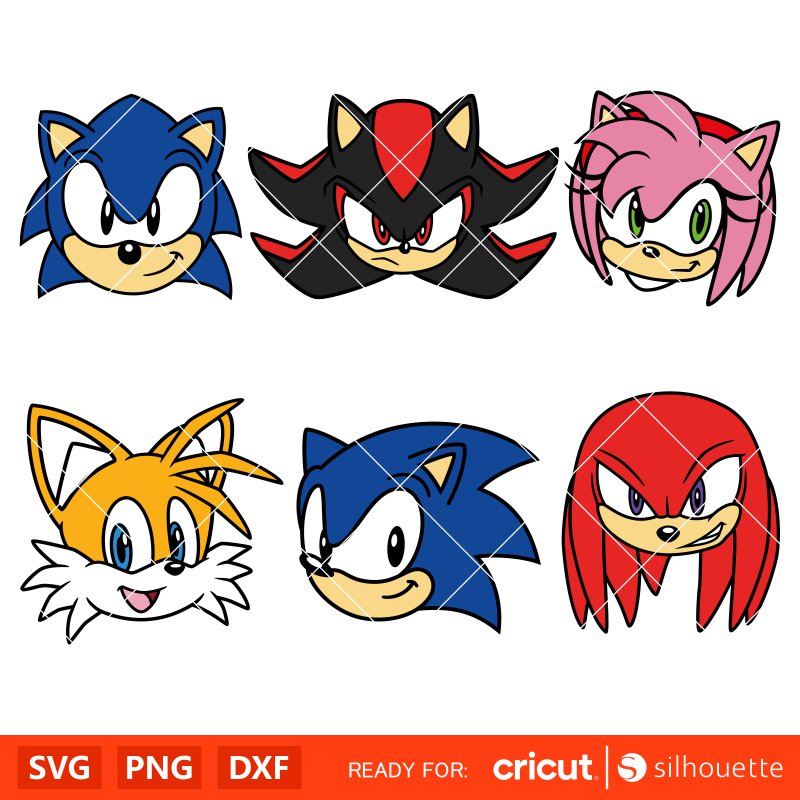 Sonic Face Svg, Sonic Head Svg, Layered Svg, Cricut, Silhouette Vector Cut Files