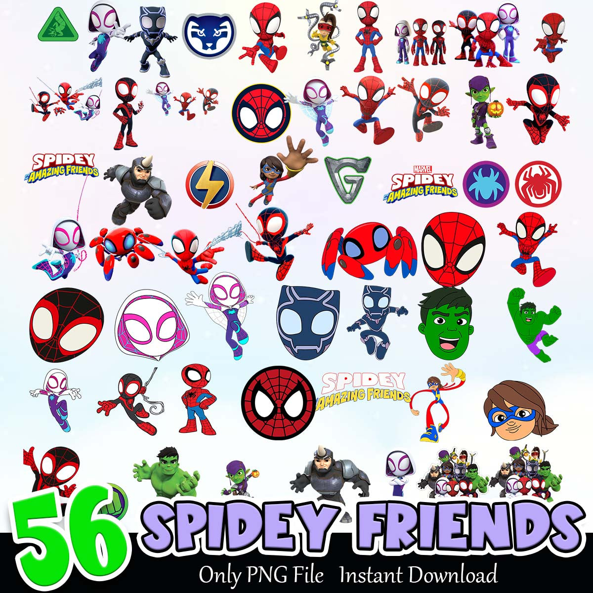 Spidey Friends Bundle PNG Instant Download