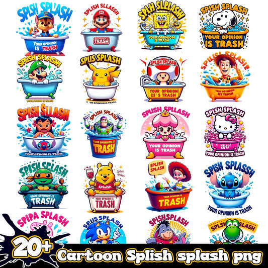 Cartoon Splish Splash Bundle 20+ PNG
