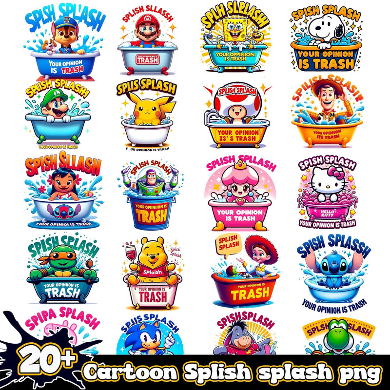 Cartoon Splish Splash Bundle 20+ PNG